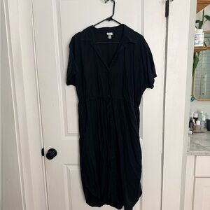 a new day Black Button-Front Midi Shirt Dress